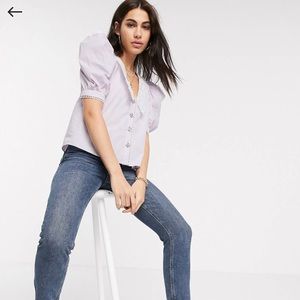 NWT River Island short sleeve collar poplin top in lilac